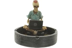 MIK Funshopping - Posacenere con diversi motivi fantastici e fantascientifici (scheletro con computer portatile)