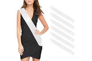 OZOSHINE Weihnachten Schärpe 6 Stück Weiße Schärpen blank Party zubehör schärpe Bedrucken Individuelle Satin DIY schärpe Unbedruckte Schärpe für Geburtstag Hochzeit Bachelorette Party junggesellinnenabschied