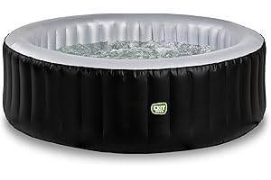 EXIT Toys Silver Classic Spa - ø204x65cm - Spa Gonflable Extérieur - pour 4 Personnes - Inclus Chauffage, Pompe Filtrante et Bâche de Protection Isolante - 140 Jets d'air Puissants - Noir