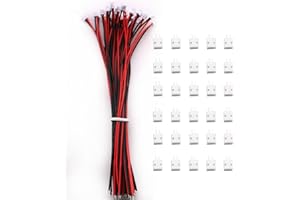 VISSQH 30 Paires(60Pcs) JST Connecteur avec Câble Électrique 150mm 28AWG,JST1,5 ZH 2 Pin Connecteur Mâle et Femelle,Micro JST Connecteur Câble Prise et Femelle