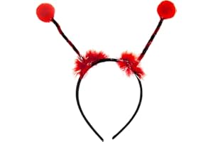 Oblique Unique® Cerchietto per capelli a forma di coccinella con pompon, accessorio per carnevale, festa di carnevale, colore nero, rosso