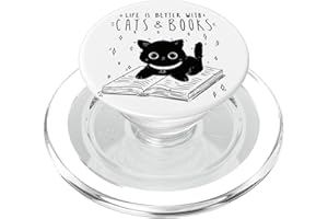 CADEAU POUR LES RATS DE BIBLIOTHÈQUE ET LES PopSockets Chat Life Is Better With Cats And Books, Livres PopGrip pour MagSafe, Transparent