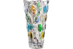 [AiiBowy] Vaso Vetro Trasparente Alto 23cm - Vasi Vetro Colorato - Vaso in Stile Contemporaneo - per Fiori e Composizioni Floreali per Centrotavola, Cucina, Ufficio, Matrimonio (Colorato#3)