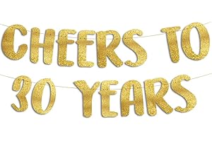 Sterling James Co. Cheers to 30 Years Gold Glitter Banner - 30th Anniversary and Birthday Party Decorations