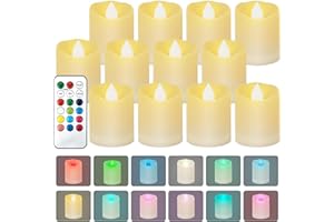 LDUMODUW Velas LED con temporizador, velas de té LED con mando a distancia, 4H/8H, 2 modos, multicolores, para eventos especiales y decoración