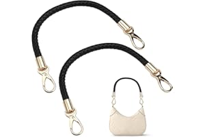 EXIN DEHCEN Anse pour Sac à Main, 2 Pièces Anse de Sac, 60cm Poignée de Sac à Main, Noir Anse Sac a Main, Anse pour Sac à Main Cuir DIY, Sangle Bandouliere en Cuir PU de Remplacement, Poignée Sangle en Cuir
