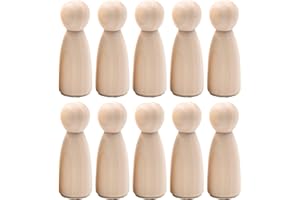 HJDJBD 10 Stück Holzfiguren,Spielfiguren Holz,Holzfiguren Zum DIY Bemalen Und Basteln,Holzkegel,Handwerk,Bunte,Perfekt Zur Hochzeit Oder Geburtstagsdeko,Individuell Gestalten für Eine Personalisierte Deko.