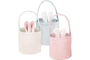 ONESHLEE Paniers De Pâques Pour Les Enfants, Sac De Chasse Aux œufs De Pâques Avec Poignées, Panier De Lapin Pour Fille Garcon, Sachet Bonbon Avec Fond Plat, Sac Cadeau Ecologique De Noel Anniversaire Fête (A)