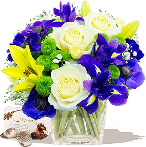 VIBRANT SPRING BOUQUET &amp; CHOCOLATES - Birthday Flowers Thank You and Anniversary Bouquets by Eden4flowers