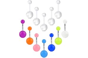 Rajnard Piercing Ombligo 14G 12mm 10mm Acero quirúrgico Bola de Cristal perlada de 3-8 Piezas