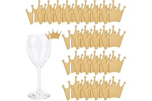 GORGECRAFT 30 etiqueta de Bebida con Forma de Corona Acrílica En Blanco para Fiestas Copas de Vino Identificadores de Copas Planas Marcadores de Copas Doradas para de Hogar Bar Festival Navidad Hallow