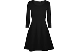 Fashion Star Womens Plain Jersey Flared Long Sleeve Ladies Party Mini Swing Skater Dress 8-26