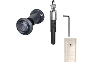 DAAIZIII Türspion Mit Sichtschutz 200° Weitwinkel Optische Glaslinsen Bohrloch Ø 16mm Messing Spion Mit Bohrer,Türspion Ohne Bohren,Türspione,Tür Spion, Für 35-60mm Dicke Türen (Mattschwarz)