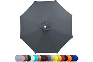 HonunGron Auvent De Remplacement Pour Parasol 2m/2.3m/2.5m/2.7m/3m,Dessus De Parapluie De Remplacement pour 6 Ribs/8 Ribs, UV 50+ Toile de Rechange pour Parasol De Jardin