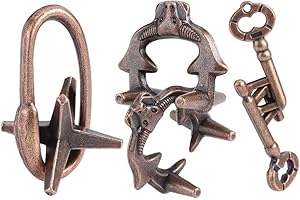 ZERODIS Zinc Alloy Magic Lock Puzzle Unlock Unzip Wear-Resistant Educational Puzzle Lock Toy Set Brain Training Adult Children Toy(3Pcs)