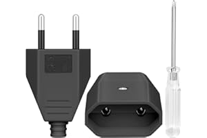 AXFEE 2PCS Prise Electrique Femelle, 250V 2.5A Coupleurs Plats Euro, 2 Broches Fiche européenne plate, Fiche Electrique Femelle Plate avec Tournevis, pour Appareils Electroménagers(Nior)