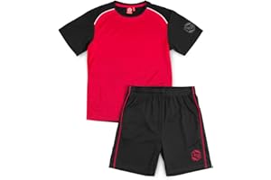ALPHADVENTURE - Abbigliamento sportivo per bambini, set di 2 pezzi con tuta da ginnastica, maglietta a maniche corte e pantaloncini sportivi - Taglie da 6 a 14 anni