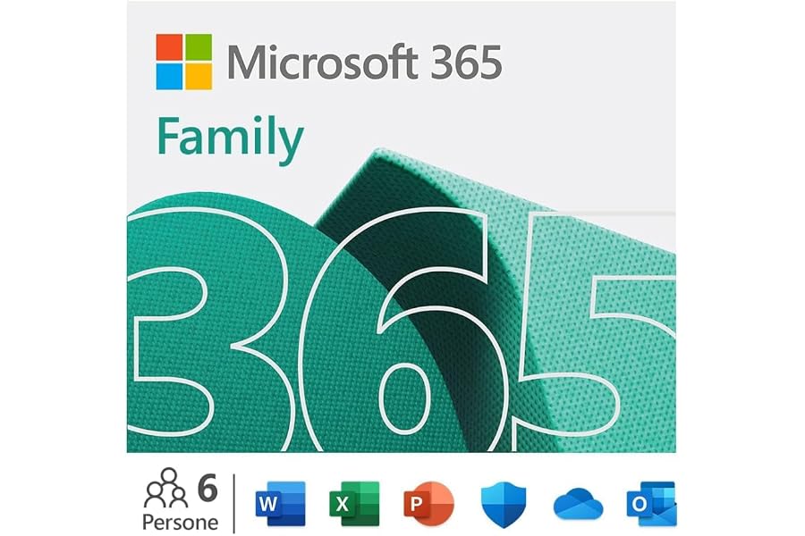 Microsoft 365 Family - Fino a 6 persone - Per PC/Mac/tablet/cellulari - Abbonamento di 12 mesi - codice digitale