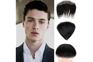 Lordhair Parrucca Uomo PU Frontale,100% Remy Human Hair per Protesi Capelli da Uomo,Toupee European Human Hair Pieces For Men