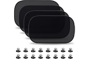 TRUEIN Car Window Shades for Baby, 4 Pack Car Sun Shade with 16 Pcs Suction Cups, with UV Protection Universal Blocking Harmful UV Rays Sun Glare Heat for Baby Kids Children Adults Pets (54 x 36 cm)