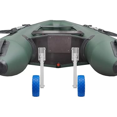 Roues Arrière Pliables Pour Bateau Pneumatique - Charge Max 150 Kg, Diamètre 25 Cm, Acier Inox + Plastique, Transport Kayak/jet Ski