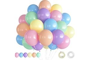 Adeyoo Pastel Balloons - 12 Inch Pastel Rainbow Balloons, 50 Pcs Multicoloured Latex Balloon Macaron Colourful Party Balloon for Birthday Unicorn Baby Shower Wedding Party Decorations
