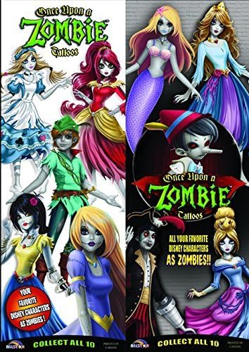 Allstars 10 Sheets of Once Upon A Zombie Tattoo's, 4 Inch x 3 inch In Size. Ideal for Party Bag Fillers / Fillings / Favours and Pinata Prizes.