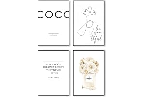Postertech® Coco Poster Set – 4 affischer 21x30 cm | Citat & parfym i