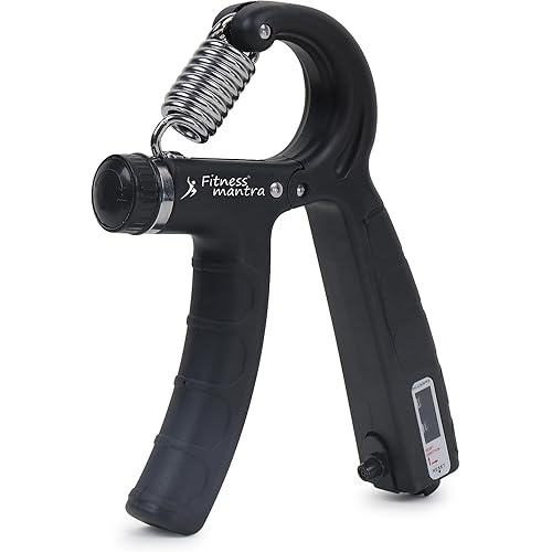 Fitness Mantra® Counter 10KG To 60KG Weight Adjustable Professional Counter Hand Gripper for Men & Women | Counter Hand Grip|Finger Exerciser|Power Gripper|Black Color|Polypropylene