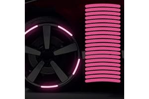 WSRRDRECVHI 20pcs Safety Reflective Stickers,Reflective Wheel Stripe Decal,Night Driving Warning Reflective Stickers,Waterproof Reflective Tape Stickers for Vehicle,Bicycles,Motorcycles(Pink)