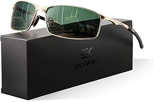 SKYWAY Mens Sunglasses Polarized for Outdoor Sports Metal Frame Cycling Glasses UV400 Protection, Anti Glare, Reduce Eye Fatigue