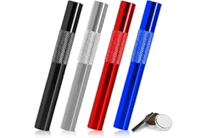 GXGM Juego de 4 tubos retráctiles, pajita portátil de 7 cm, tubo de metal, reutilizable, pajita premium (negro/plata/rojo/azul)