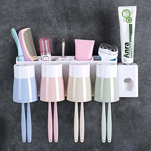 Preisvergleich Produktbild Badezimmer Saugwand Zahnbürstenhalter Wandbehang Zahnstange Zahnbürstenrohr Zahnputzbecher Zahnbürstenhalter Set Lagerregal
