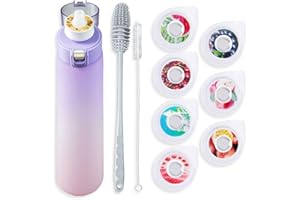 EvikOo 10 PCS Air Borraccia con 7 Air Gusti Pods, Starter Up Set Borracce Senza BPA Bere 650ml Bottiglia Acqua con Cannuccia, 0 zuccheri 0 Calorie for Fitness e attività All'aperto