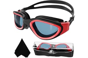 Winline Lunettes de natation à verres polarisés, Anti buée Anti UV Étanches Vision nette Réglage facile Pont souple, pour Hommes Femmes Adultes Adolescents