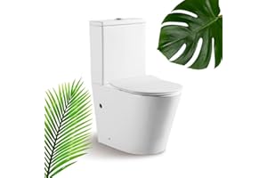 EL BAÑO MODERNO Inodoro Completo - WC Inodoro Completo con Sistema Rimless Antibacterias - Vater Baño con Tapa UF Termodurente Amortiguada - Inodoro Salida Dual Eficiente con Ahorro de Agua (Venecia)