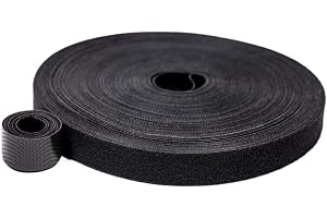 SHIVANSH TECHNOLOGY Essentials Reusable Adjustable Cable Cord Management Hook & Loop Cable Ties Straps (Hook and Loop Cable Straps (7 Rolls of 1m), Black - Hook and Loop Cable Straps)