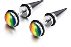 JewelryWe Set Collana/Bracciale/Orecchini/Anello LGBT Arcobaleno LGBT Orgoglio Felice Orgoglio, Uomini, Donne Unisex