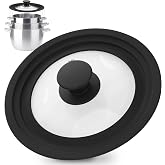JIZZU Universal Frying Pan Lid for Pots and Pans 16&ndash;18&ndash;20 cm Diameter | Universal Glass Lid with Heat Resistant Silicone Rim