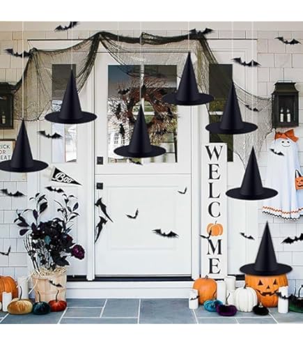 Hexenhut Mit LED-Beleuchtung - Halloween Deko Für Garten & Zimmer, 6 Stück, Lila