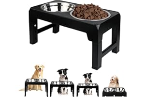 SAVITA 2szt Podwyzszone Miski na Karme dla Psów, Podwyzszone Miski dla Psów z Podwójna Stala Nierdzewna Stojak na Miski na Karme dla Psów 4 Wysokosci dla Srednich i Duzych Psów i Zwierzat Domowych
