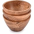 EDHAS Bowl Set of 3 Handmade Acacia Wood for Nuts, Candy, Appetizer, Snacks, Olive and Salsa Ideal for Dinner Parties & Family Gatherings (12.7cm x 12.7cm x 6.99cm)