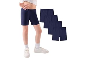 JOCMIC Cycling Shorts for Girls Cotton Teen Breathable and Safety Bike Summer Sports Gym Dance 4 Pack 5-14 Years