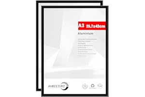 HIMEETIME Juego de 2 Marco de fotos A3 29.7x42cm Aluminio Negro marcos cuadros，Para Decoración de Pared y Decoración Hogar marco A3 Grandes para Pósters