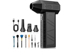 R RUNVEL Compressed Air Duster-130000RPM Electric Air Duster, 3-Gear Adjustable Super Power Electric Air Duster, Mini Cordless Violent Turbo Fan Blower, Dust Blower for Computer, House, Outdoor and Car