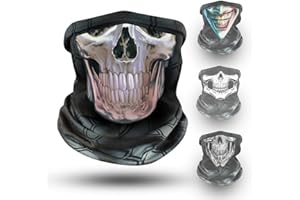 Klangfeiler® Multifunktionstuch - NEUE DESIGNS - Bedrucktes Halstuch Bandana & Schlauchschal - Ein solider Nackenwärmer Totenkopf Skull Gesichtsmaske - Face Shield für Motorradfahren - 3D Skull