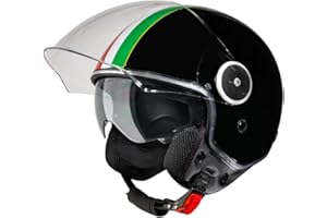 VINZ Neiva Jethelm mit Doppelvisier | Roller Helm mit Italienische Flagge & mit Sonnenblende | In Gr. XS-XXL | ECE 22.06 Zertifiziert | Motorradhelm mit Visier | Viele Farben Erhältlich
