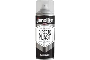 JENOLITE Directoplast Peinture en aérosol brillante | NOIR | 400 ml | Peinture en aérosol multi-surfaces | Pour tous types de plastique | Aucun apprêt requis | Ral 9005
