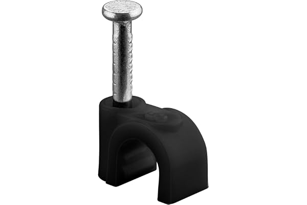 goobay 64678Serre-câbles, Jeu de 100 / Support de câbles pour Fixation de câbles jusqu'à 5mm de diamètre/Serre-câbles avec Clou pour Mur, Coins et Montage en saillie / 100 pièces/Noir