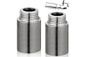 BEATIFIC Set of 2 Tap Extension 3/4 Inch x 80 mm, 3/4 Inch Female x 3/4 Inch External Thread, DN20 Thread Extension, 80 mm Stainless Steel Tap Extension Fitting, Connection Extension for Heating and Drinking